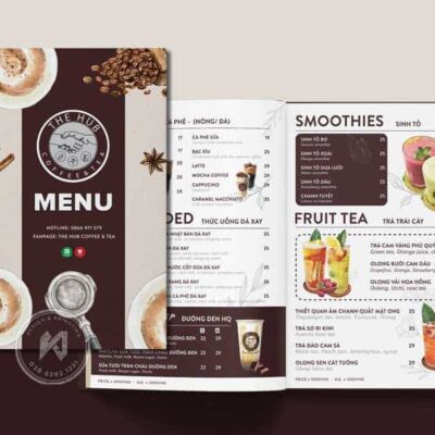Kích thước in menu dành cho quán cafe