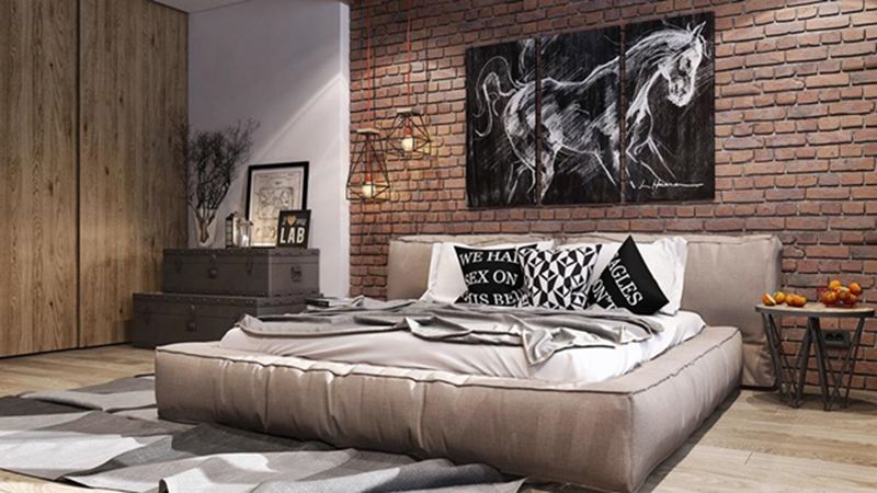 Không gian phòng ngủ trở nên sang trọng hơn với giấy dán tường 3D giả gạch