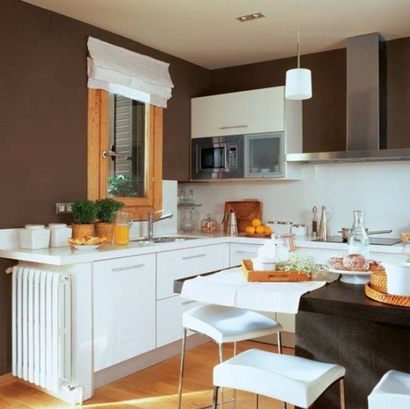 Trang trí căn bếp mang phong cách hiện đại bằng giấy dán tường.