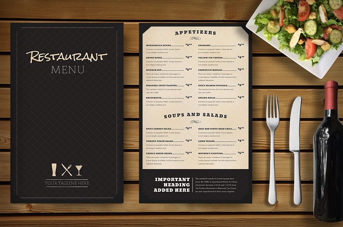 Kích thước in menu dành cho nhà hàng