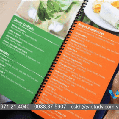 Menu được in bằng nhựa PVC