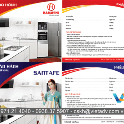 In Phiếu Bảo Hành 9 Giấy bảo hành gập đôi được sử dụng cho máy móc, thiết bị điện tử