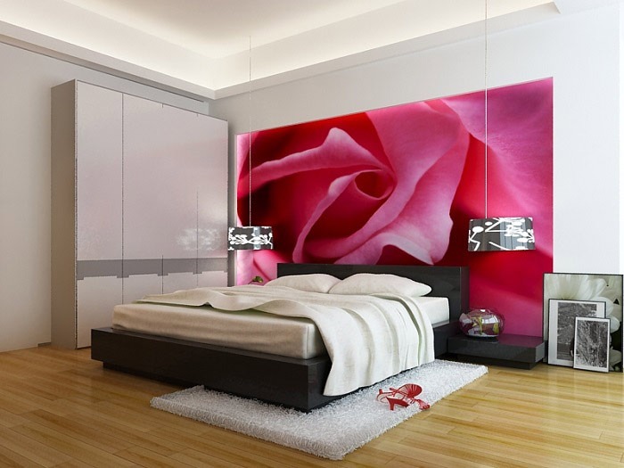Tranh dán tường với hình bông hoa hồng